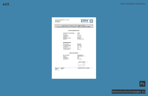 Austria ZMR Zentrales Melderegister Central register of residents document in Word format sample preview